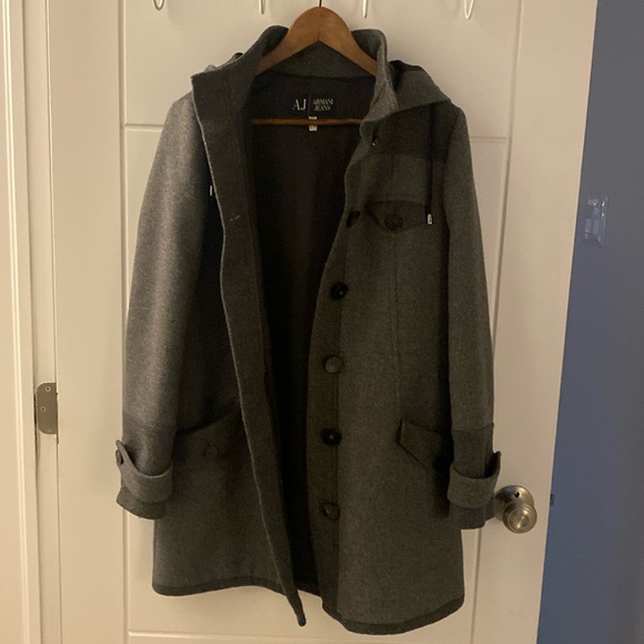 Armani Jeans 3/4 wool coat two tone grey size 8 - Picture 1 of 5